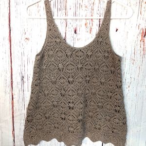 Brown American Eagle Crochet Style Tank Top Size Small